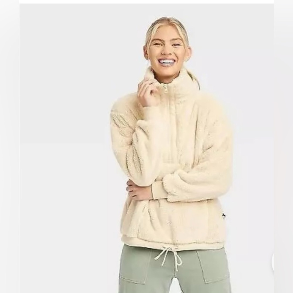 Joylab high pile fleece 1/2 zip pull over size Small